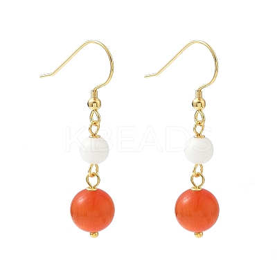 Electroplated 304 Stainless Steel Cat Eye Dangle Earrings EJEW-Z129-14G-01-1