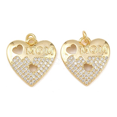 Mother's Day Brass Micro Pave Cubic Zirconia Pendants KK-L251-06G-04-1