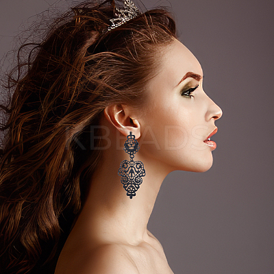 4 Pairs 4 Colors Alloy Dangle Stud Earrings for Women EJEW-AN0003-92-1
