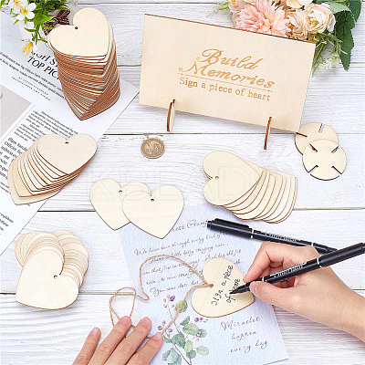 1 Set Wooden Wedding Guest Book Alternative AJEW-CP0005-17-1