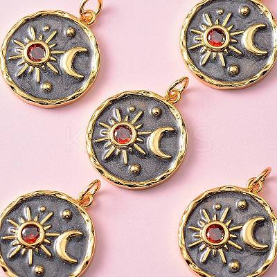 5Pcs Brass Micro Pave Cubic Zirconia Pendants ZIRC-SZ0001-73-1