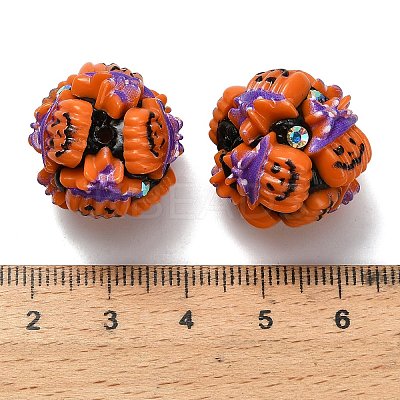 Halloween Theme Polymer Clay Rhinestone Beads with Resin RESI-Z045-02B-01-1