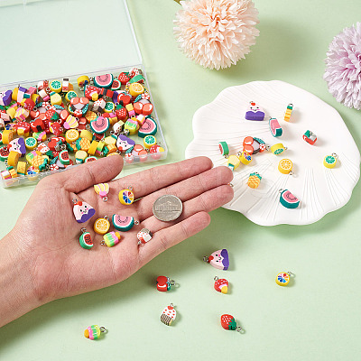 150Pcs 15 Style Handmade Polymer Clay Charms CLAY-CD0001-09-1