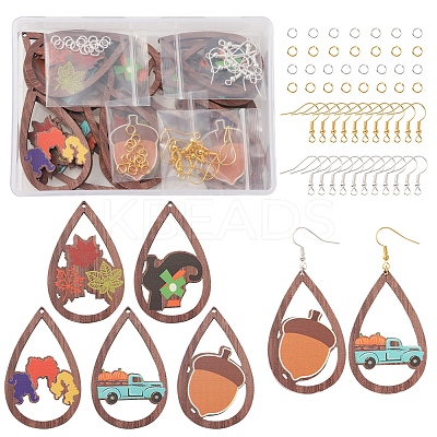 DIY Thanksgiving Day Teardrop Earring Making Kit WOOD-FS0001-07-1