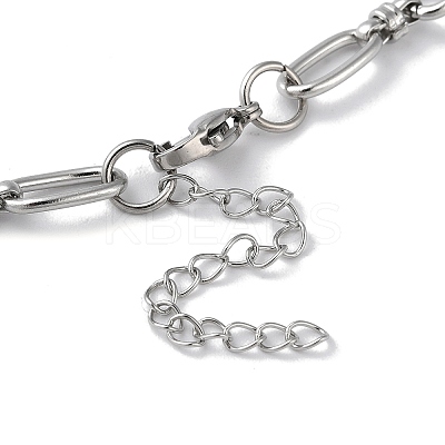 Non-Tarnish 304 Stainless Steel Oval & Ring Link Chain Necklaces for Women NJEW-D056-02P-1