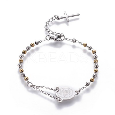 304 Stainless Steel Charm Bracelets BJEW-P258-17GP-1