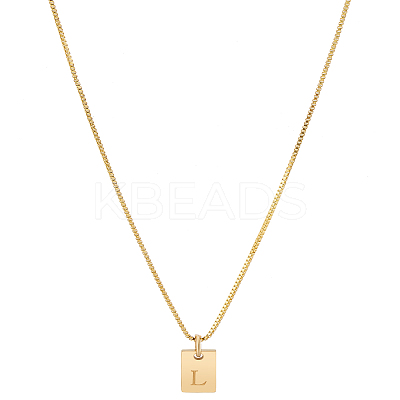 1Pc Stainless Steel Letter Rectangle Pendant Necklaces NJEW-LP0001-34L-G-1