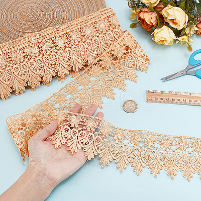 7.5 Yards Polyester Flower Heart Lace Trim Ribbon OCOR-MA0001-45A-1