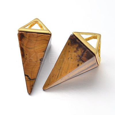 Natural Tiger Eye Point Pendulum Pendants G-E301-07G-1