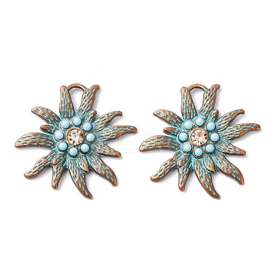 Tibetan Style Alloy Rhinestone Pendants FIND-B055-03-1
