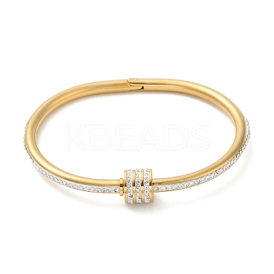 304 Stainless Steel Pave Crystal Rhinestone Screw Bangles for Women BJEW-E099-01G-1