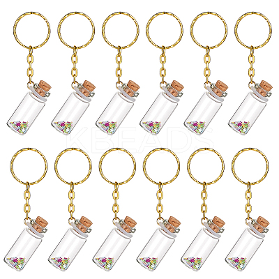 12Pcs Mini Glass Wishing Bottle Pendant Decorations with Plastic Paillette KEYC-DR00007-1