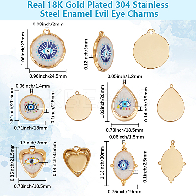 5Pcs 5 Styles IP Plating(IP) 304 Stainless Steel Enamel Pendants STAS-BBC0006-64-1