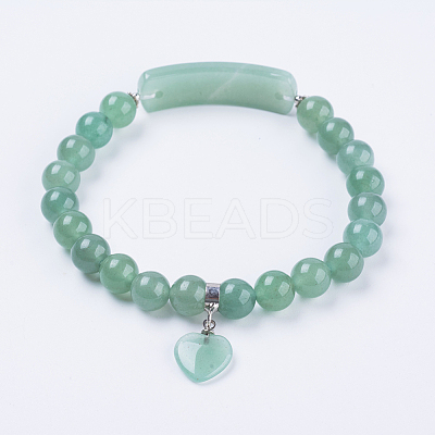 Natural Green Aventurine Stretch Bracelets BJEW-F308-34A-1