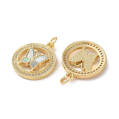Brass Micro Pave Clear Cubic Zirconia Pendants KK-B083-37D-G-1