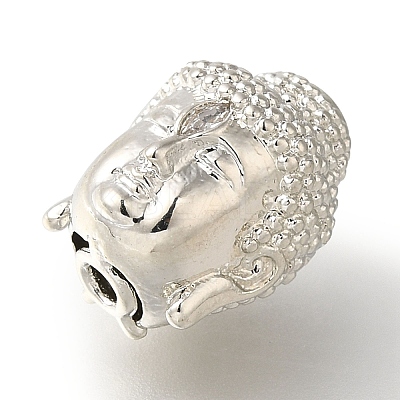 Buddha Head Rack Plating Brass Micro Pave Clear Cubic Zirconia Beads KK-U019-12P-1