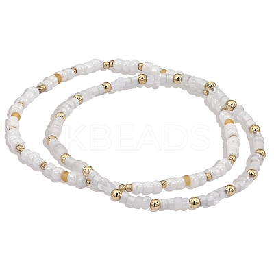2Pcs 2 Styles Glass Seed Beads Stretch Bracelet Sets BJEW-SW001591-1