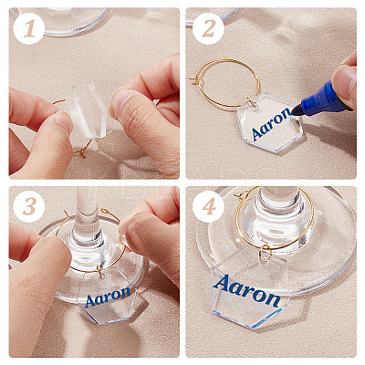 Transparent Acrylic Hexagon Wine Glass Charms AJEW-AB00113-1