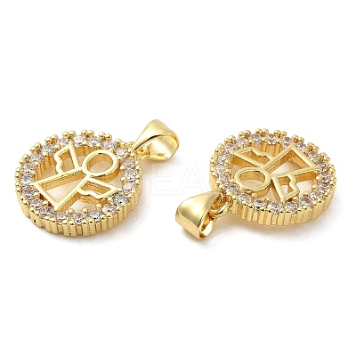 Rack Plating Brass Micro Pave Clear Cubic Zirconia Pendants KK-Q784-19G-1