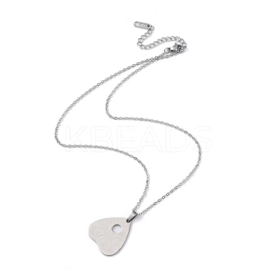 Non-Tarnish Hollow Heart 304 Stainless Steel Pendant Necklaces NJEW-C033-01A-P-1