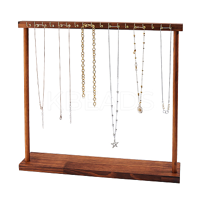 Wooden Necklace Organizer Display Stands ODIS-WH0331-20B-1