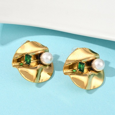 304 Stainless Steel Cubic Zirconia Stud Earrings EJEW-Z110-03G-03-1