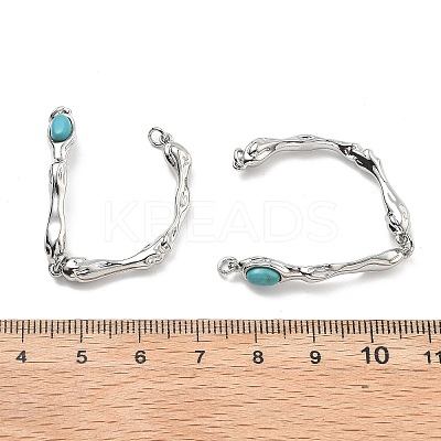 Brass Synthetic Turquoise Toggle Clasps KK-B129-19P-1
