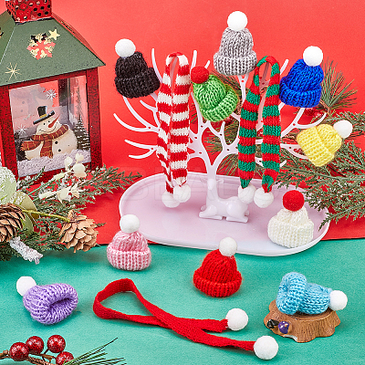 Woolen Crochet Mini Hat with Pom Pom Ball AJEW-GF0009-37-1