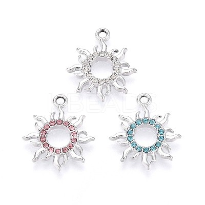 Rack Plating Alloy Rhinestone Pendants PALLOY-T091-20M-P-1