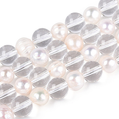 Transparent Glass Beads Strands PEAR-N019-06-1