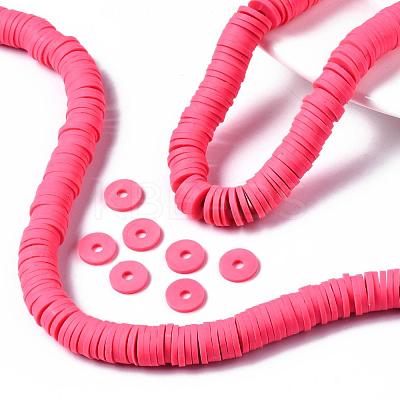 Flat Round Handmade Polymer Clay Beads CLAY-R067-10mm-25-1