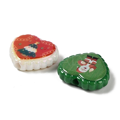 Christmas Printed Opaque Acrylic Beads OACR-D316-02A-1