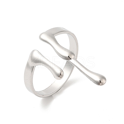 Non-Tarnish 304 Stainless Steel Melting Drop Open Cuff Rings for Women RJEW-L107-001P-1