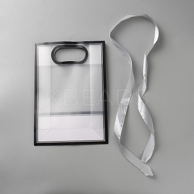 Rectangle Plastic Packaging Gift Bags with Hole Handle and Silk Ribbon ABAG-WH0044-61C-1