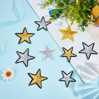 42Pcs 6 Styles Star Computerized Embroidery Cloth Iron on/Sew on Patches FIND-CP0002-14-1