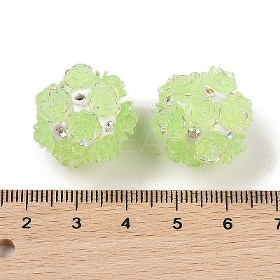 Handmade Polymer Clay Rhinestone Beads with Embossed Acrylic Rose CLAY-H004-06B-1