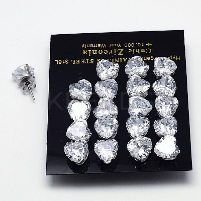 Cubic Zirconia Stud Earrings EJEW-E098-G-01-1