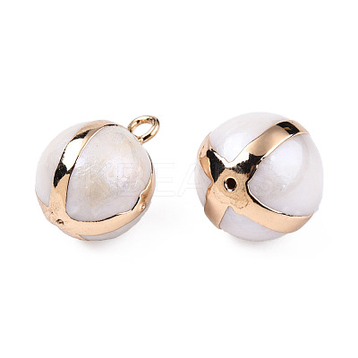 Electroplate Natural Baroque Pearl Keshi Pearl Pendants PEAR-N021-12-1