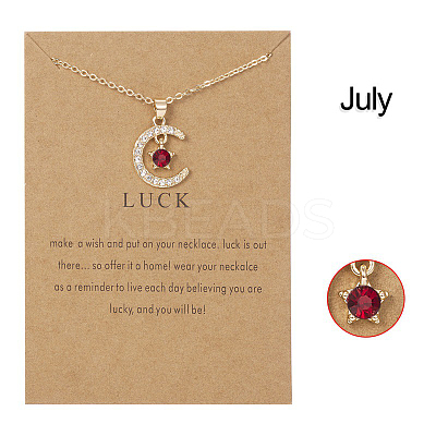 Moon & Star Alloy Rhinestone Birth Stone Pendant Necklaces WG0039E-07-1