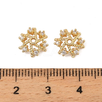 Brass Micro Pave Clear Cubic Zirconia Bead Caps KK-K374-24G-1