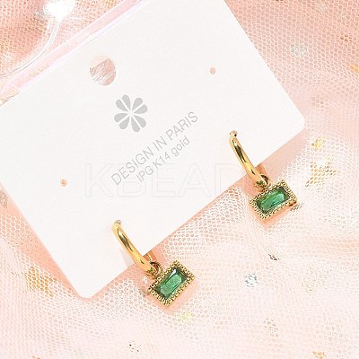 Ion Plating(IP) 304 Stainless Steel Rectangle Hoop Earrings EJEW-A118-01G-1