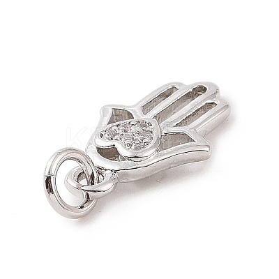 Brass Micro Pave Cubic Zirconia Palm Charms KK-C012-08P-1