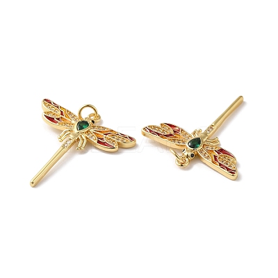 Rack Plating Brass Micro Pave Clear Cubic Zirconia Pendants X-KK-D074-09G-1