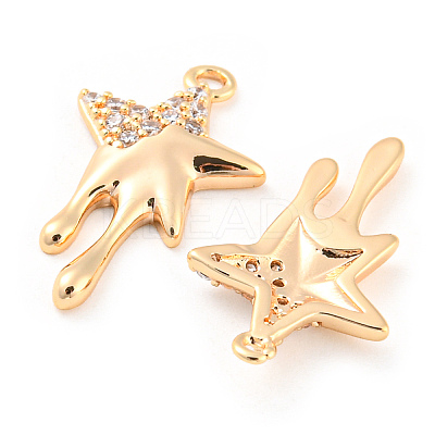 Brass Micro Pave Cubic Zirconia Pendants KK-E090-33G-1