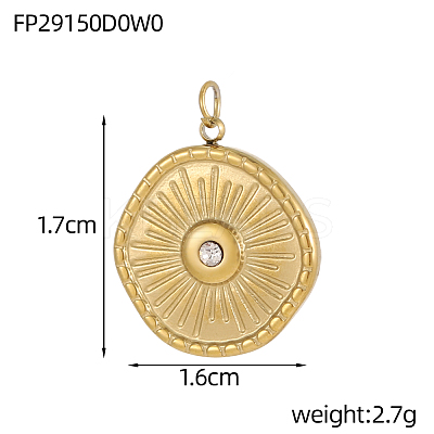304 Stainless Steel Micro Pave Cubic Zirconia Pendants STAS-OY008-65G-1