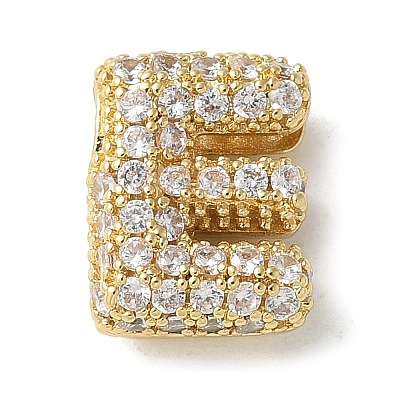 Brass Micro Pave Cubic Zirconia Beads KK-P290-61G-E-1