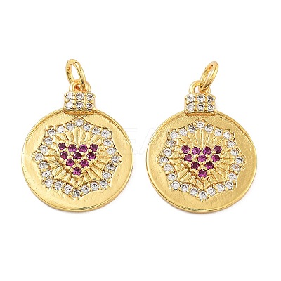 Rack Plating Brass Micro Pave Cubic Zirconia Pendants KK-Z071-65G-1