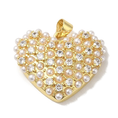 Rack Plating Brass Micro Pave Cubic Zirconia Pendants KK-P272-06G-1