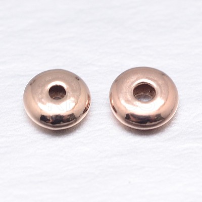 Real Rose Gold Plated Saucer 925 Sterling Silver Spacer Beads STER-M103-01-3mm-RG-1