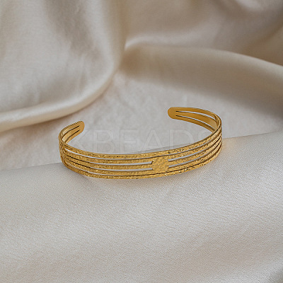 Vintage Hammered 304 Stainless Steel Multi-strand Cuff Bangles for Women AJ6872-1